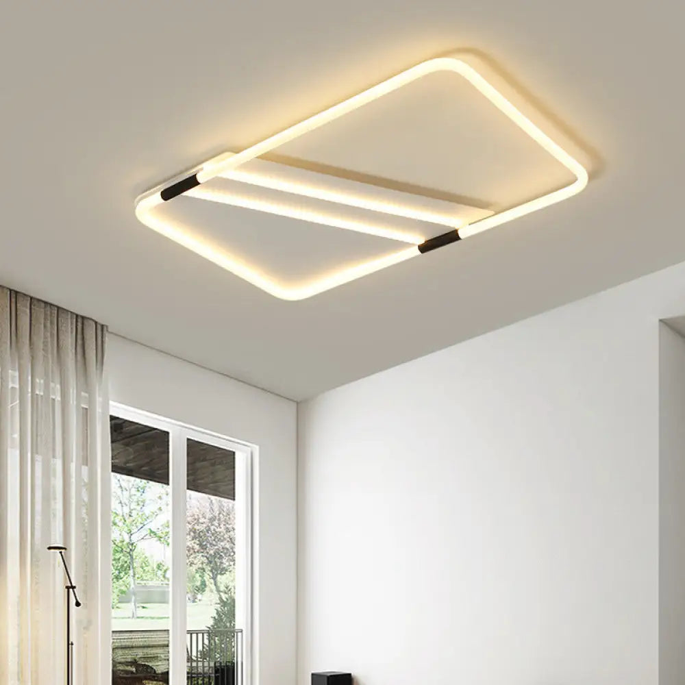 Led Ceiling Flush Light In White With Acrylic Shade - Rectangle/Round/Square Warm/White / Warm