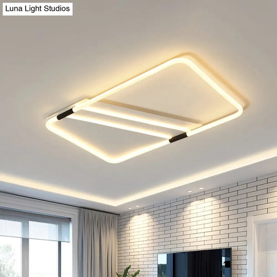 Led Ceiling Flush Light In White With Acrylic Shade - Rectangle/Round/Square Warm/White