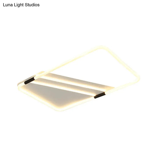 Led Ceiling Flush Light In White With Acrylic Shade - Rectangle/Round/Square Warm/White