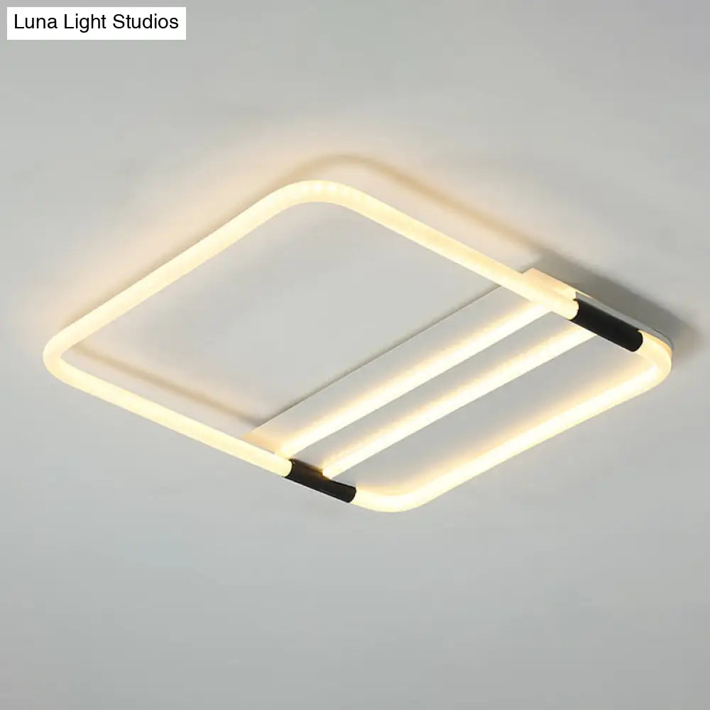 Led Ceiling Flush Light In White With Acrylic Shade - Rectangle/Round/Square Warm/White