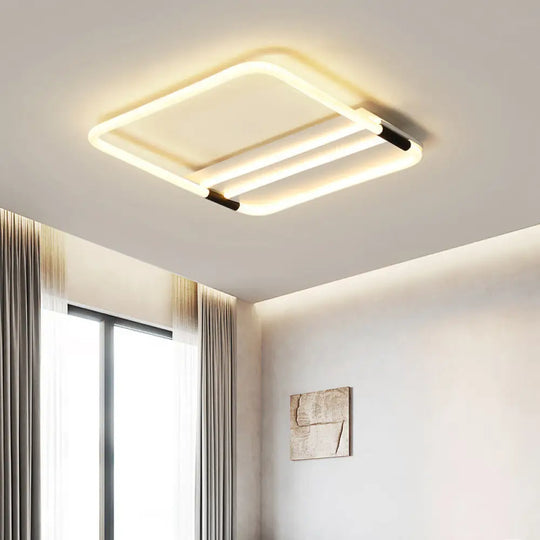 Led Ceiling Flush Light In White With Acrylic Shade - Rectangle/Round/Square Warm/White / Warm