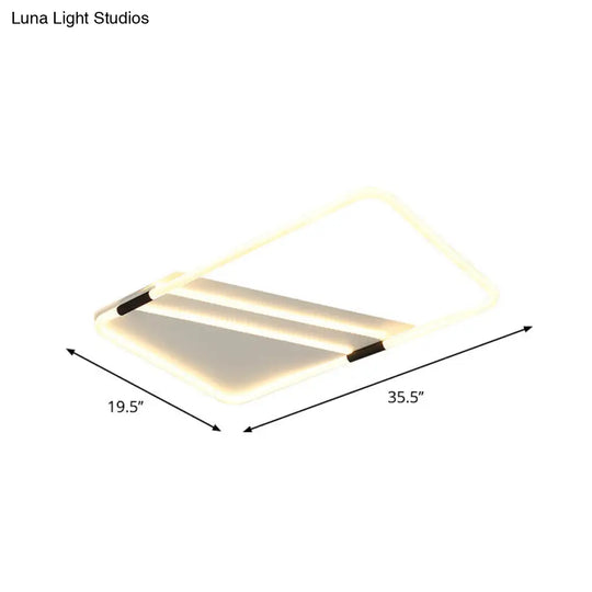 Led Ceiling Flush Light In White With Acrylic Shade - Rectangle/Round/Square Warm/White