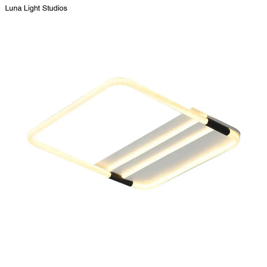 Led Ceiling Flush Light In White With Acrylic Shade - Rectangle/Round/Square Warm/White