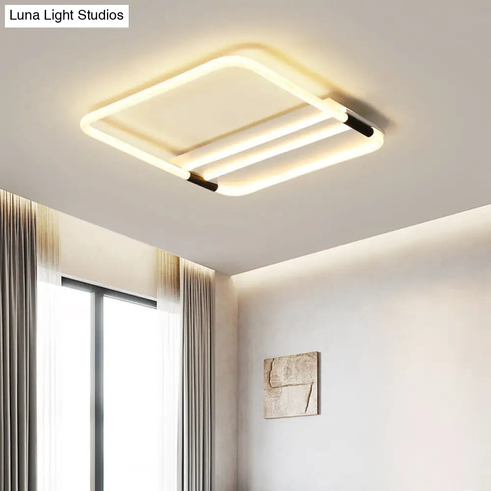 Led Ceiling Flush Light In White With Acrylic Shade - Rectangle/Round/Square Warm/White / Warm