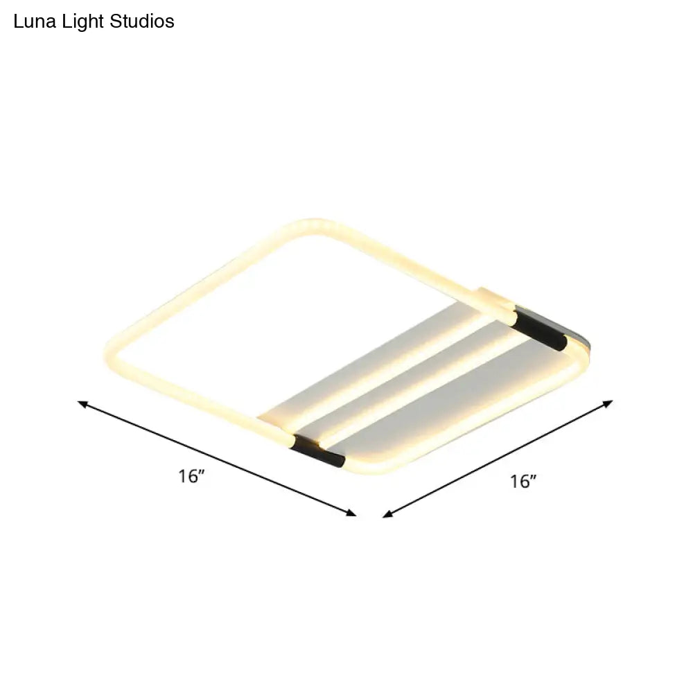 Led Ceiling Flush Light In White With Acrylic Shade - Rectangle/Round/Square Warm/White