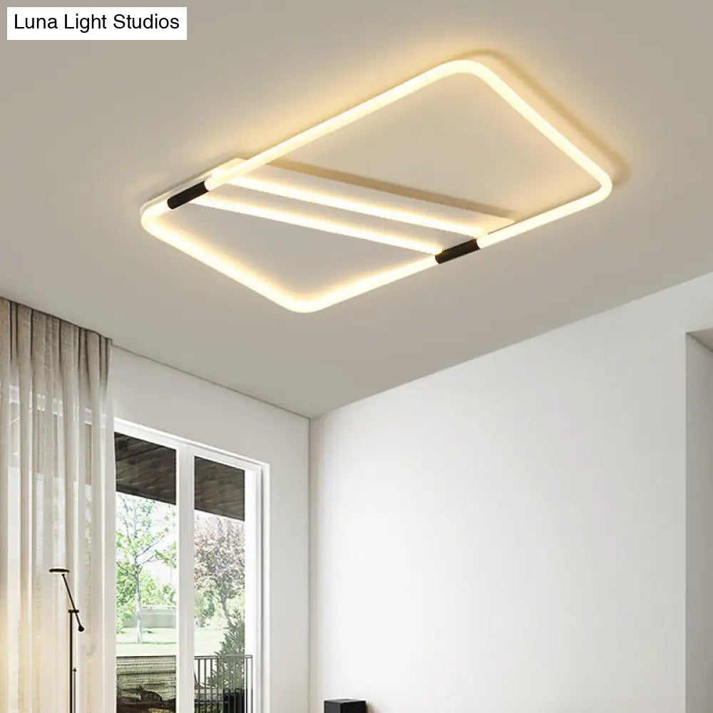 Led Ceiling Flush Light In White With Acrylic Shade - Rectangle/Round/Square Warm/White / Warm