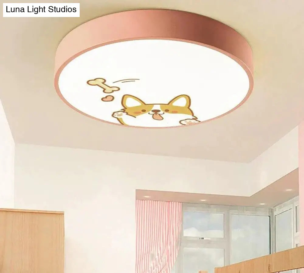 Led Ceiling Lamp Cartoon Kids Boy Girls’ Room Round Multicolor 18W Surface Mounted Lighting Fixtures