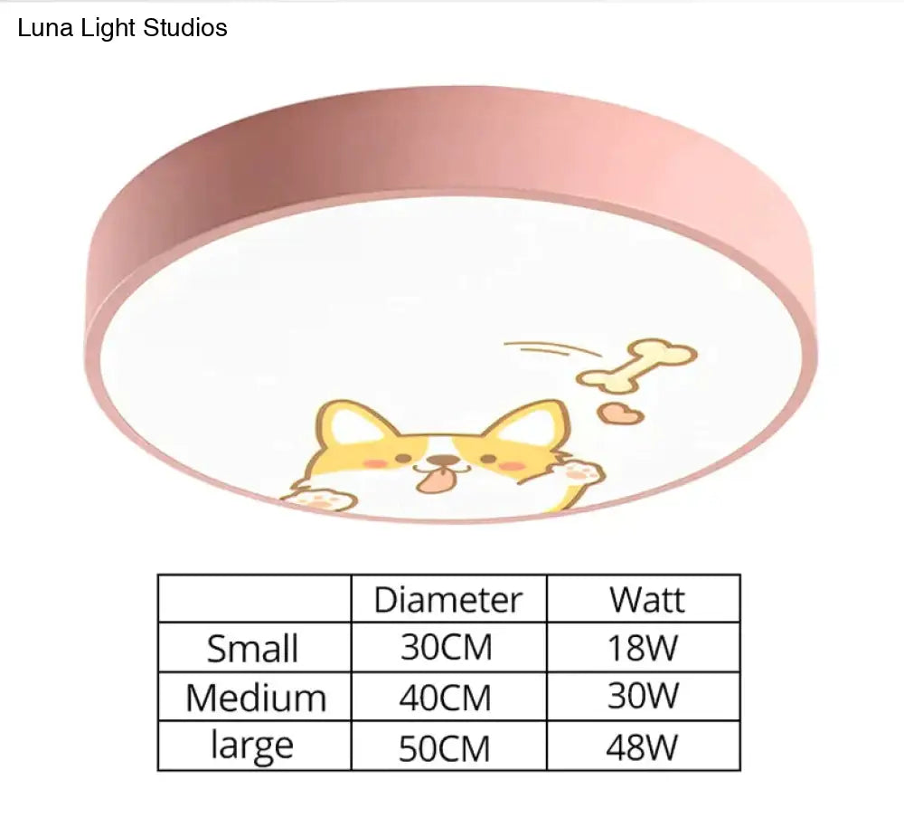 Led Ceiling Lamp Cartoon Kids Boy Girls Room Round Multicolor 18W Surface Mounted Lighting Fixtures