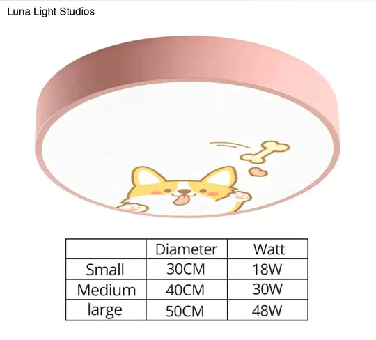 Led Ceiling Lamp Cartoon Kids Boy Girls Room Round Multicolor 18W Surface Mounted Lighting Fixtures