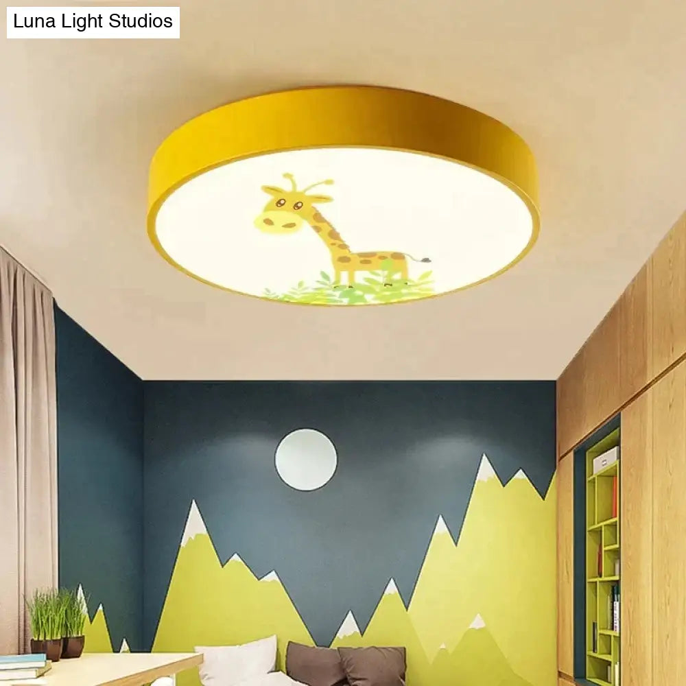 Led Ceiling Lamp Cartoon Kids Boy Girls Room Round Multicolor 18W Surface Mounted Lighting Fixtures