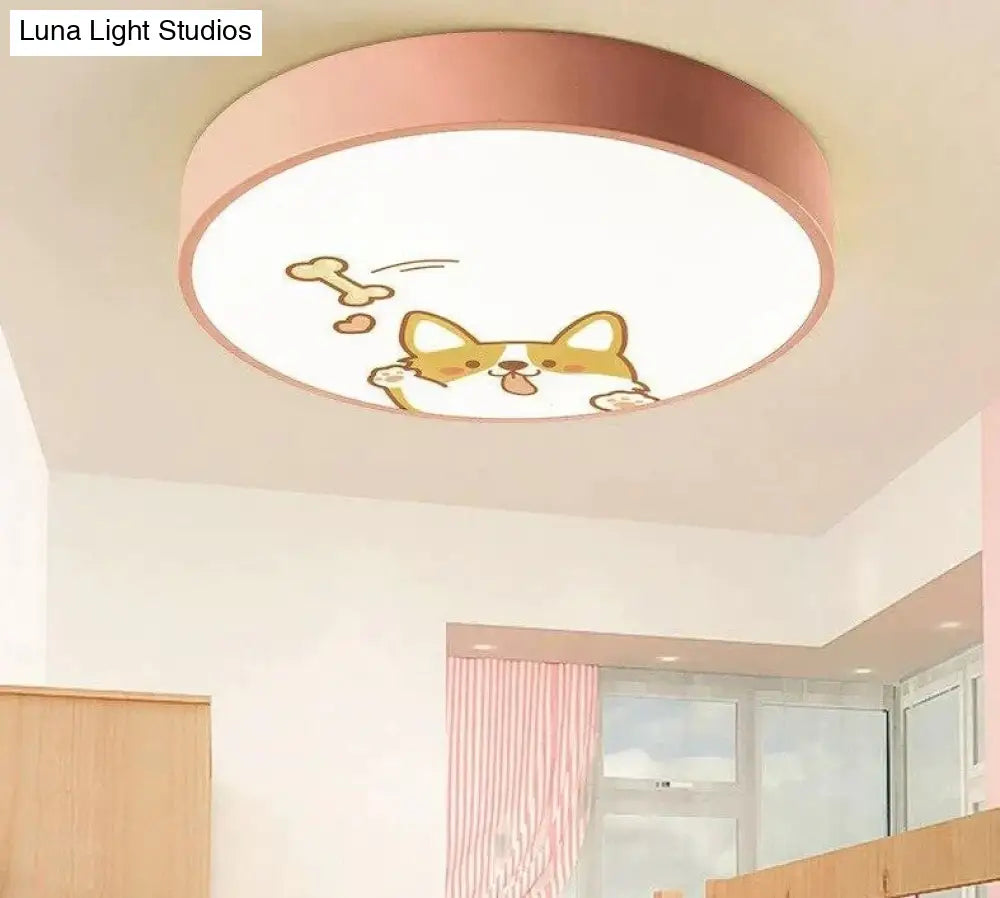 Led Ceiling Lamp Cartoon Kids Boy Girls Room Round Multicolor 18W Surface Mounted Lighting Fixtures