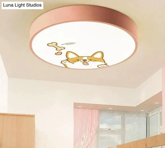 Led Ceiling Lamp Cartoon Kids Boy Girls Room Round Multicolor 18W Surface Mounted Lighting Fixtures