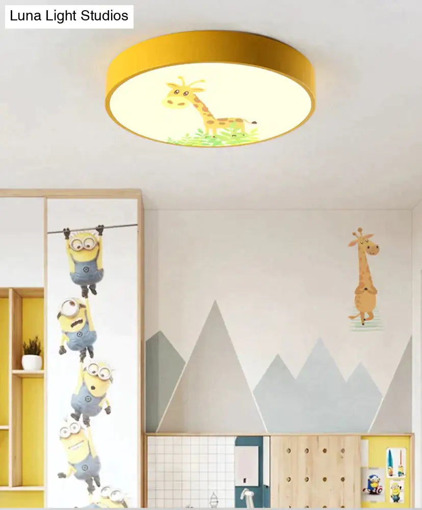 Led Ceiling Lamp Cartoon Kids Boy Girls’ Room Round Multicolor 18W Surface Mounted Lighting Fixtures