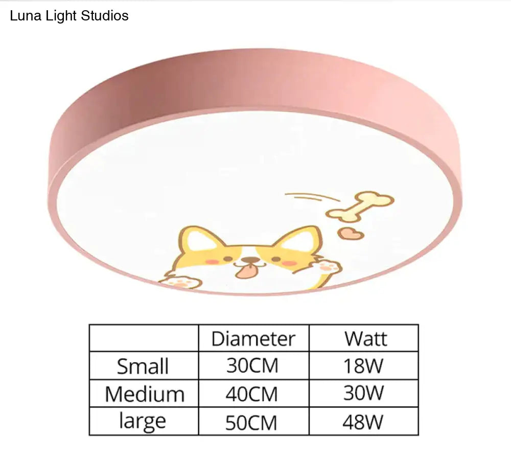 Led Ceiling Lamp Cartoon Kids Boy Girls’ Room Round Multicolor 18W Surface Mounted Lighting Fixtures