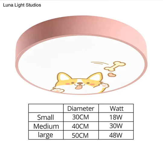 Led Ceiling Lamp Cartoon Kids Boy Girls’ Room Round Multicolor 18W Surface Mounted Lighting Fixtures