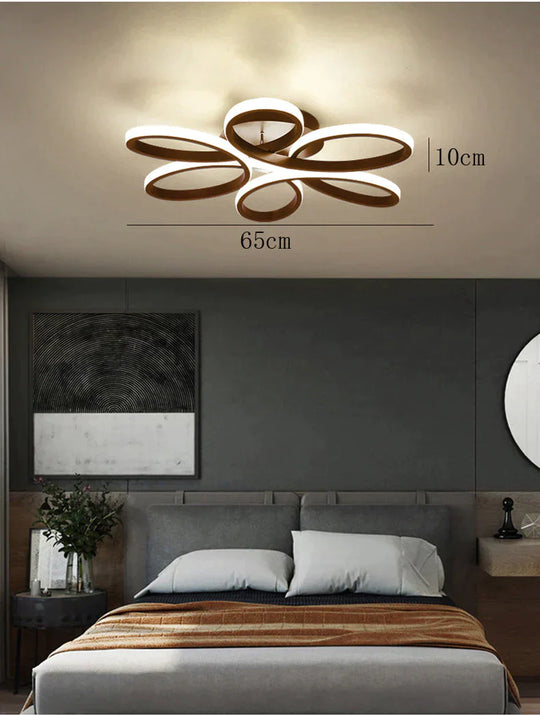 Led Ceiling Lamp Flower-Shaped Living Room Simple Study Hotel Light In The Bedroom Black / Stepless