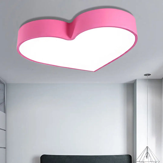 Led Ceiling Lamp For Boy Girl Bedroom - Modern Acrylic Flush Light In Candy Colors Pink