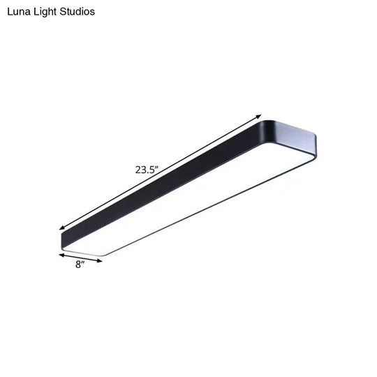 Led Ceiling Lamp For Conference Rooms Simplicity Black Flush Light With Acrylic Shade (23.5/47/59