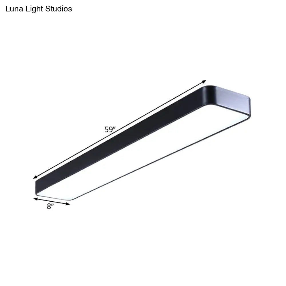 Led Ceiling Lamp For Conference Rooms Simplicity Black Flush Light With Acrylic Shade (23.5/47/59