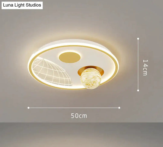 Led Ceiling Lamp Glass Living Room Dining Bedroom Modern Simple Gold / Circular Tri-Color Light