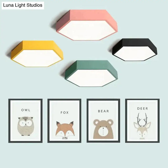 Led Ceiling Lamp Macaron 7 Color 15W Hexagon Surface Mounted Living Room Study Bedroom Nordic Light