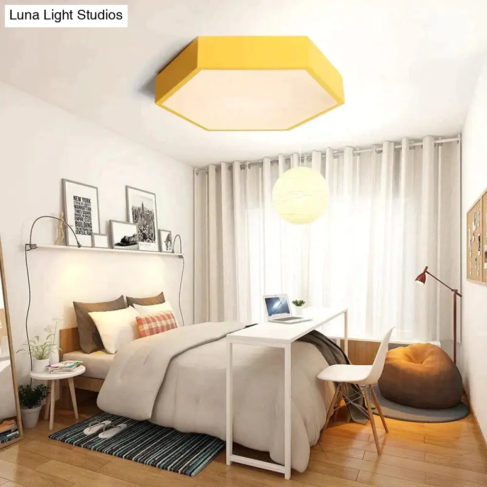 Led Ceiling Lamp Macaron 7 Color 15W Hexagon Surface Mounted Living Room Study Bedroom Nordic Light