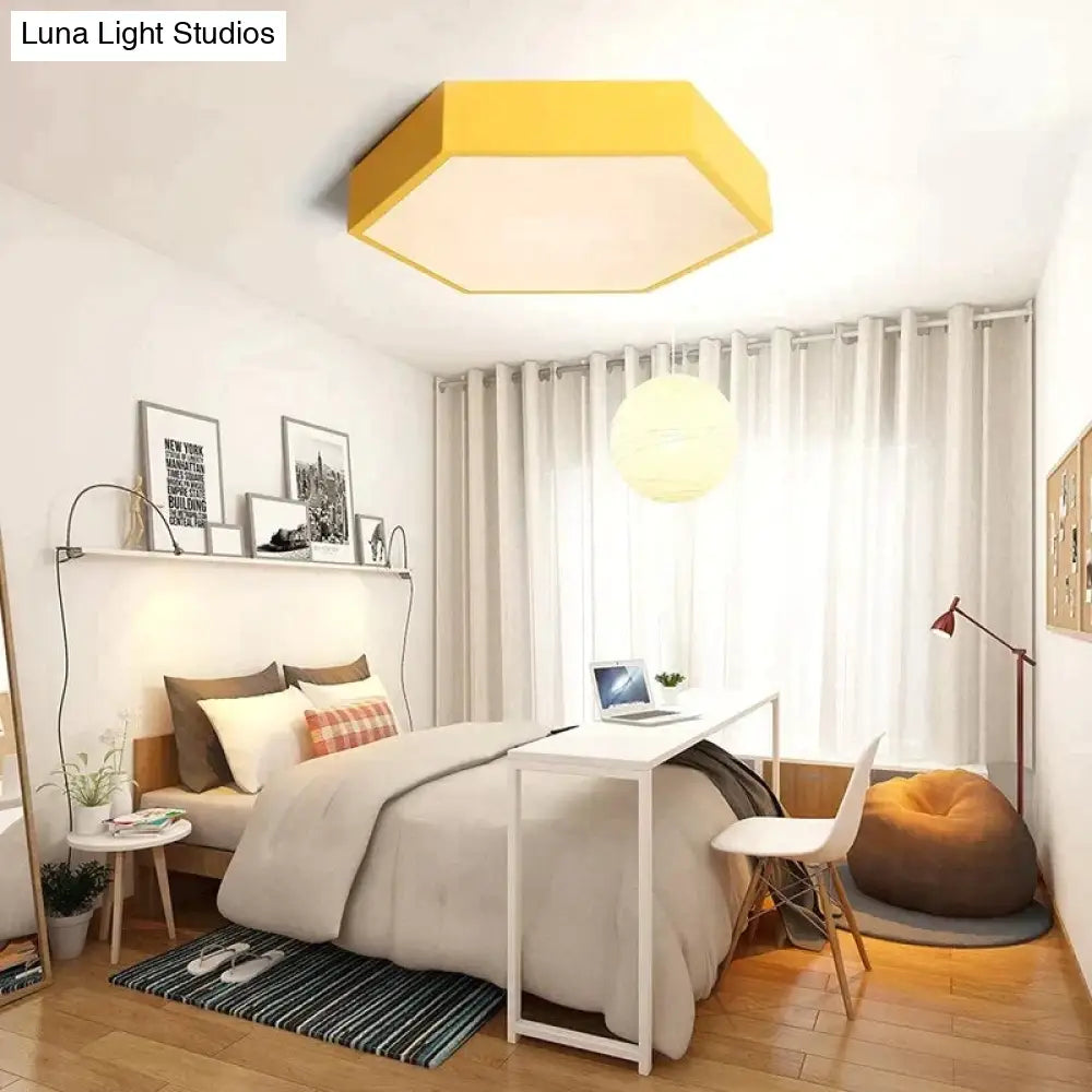 Led Ceiling Lamp Macaron 7 Color 15W Hexagon Surface Mounted Living Room Study Bedroom Nordic Light