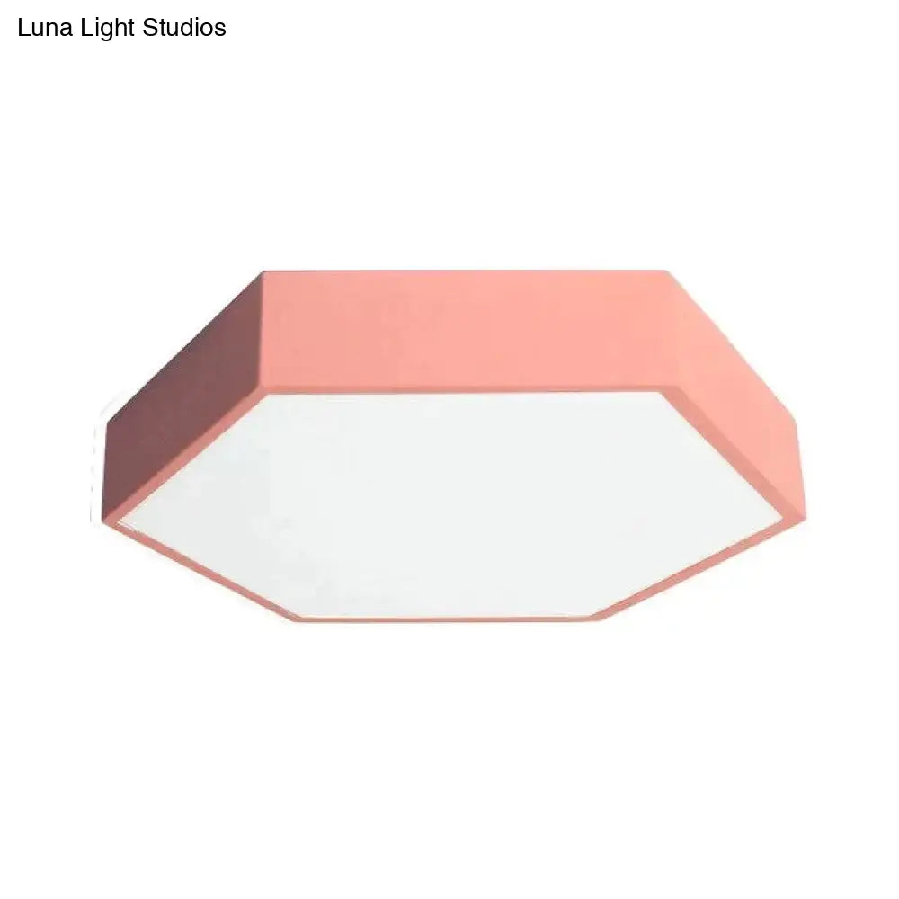 Led Ceiling Lamp Macaron 7 Color 15W Hexagon Surface Mounted Living Room Study Bedroom Nordic Light