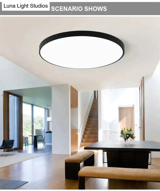 Led Ceiling Light Acryl Alloy Modern Lamp Living Room Lighting Round & Square 3Cm Super Thin For