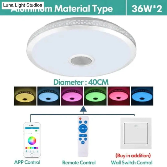 Led Ceiling Light Bluetooth And Music With Colourful Dimmer Rgb Remote Control For Living Room