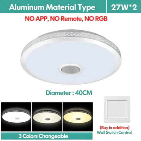 Led Ceiling Light Bluetooth And Music With Colourful Dimmer Rgb Remote Control For Living Room