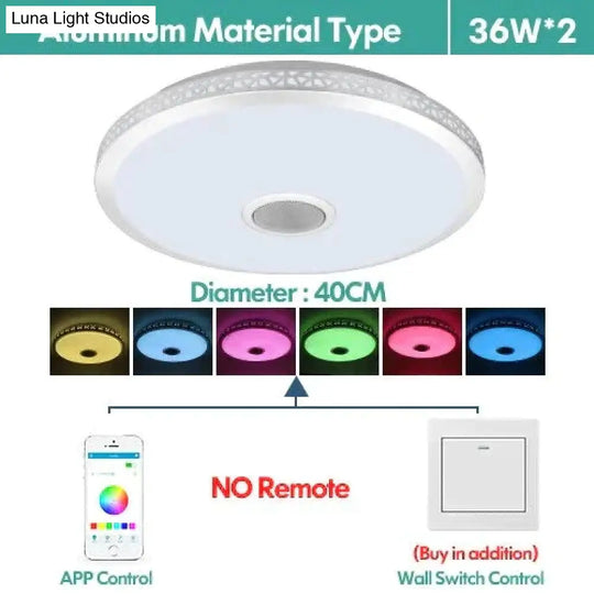 Led Ceiling Light Bluetooth And Music With Colourful Dimmer Rgb Remote Control For Living Room