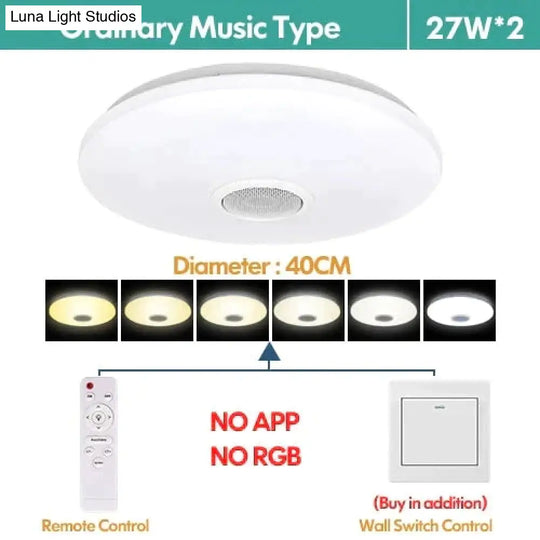 Led Ceiling Light Bluetooth And Music With Colourful Dimmer Rgb Remote Control For Living Room