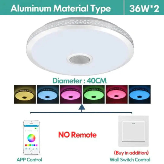 Led Ceiling Light Bluetooth And Music With Colourful Dimmer Rgb Remote Control For Living Room