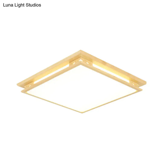 Led Ceiling Light Fixture: Modern Acrylic Shade With Wood Frame Warm/White 18/21.5 Wide