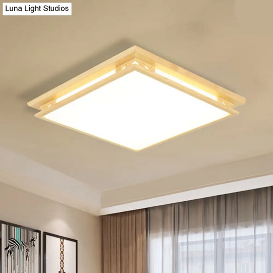 Led Ceiling Light Fixture: Modern Acrylic Shade With Wood Frame Warm/White 18/21.5 Wide / 18 White