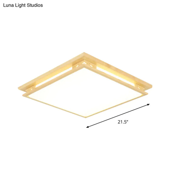 Led Ceiling Light Fixture: Modern Acrylic Shade With Wood Frame Warm/White 18/21.5 Wide