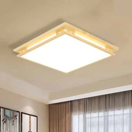 Led Ceiling Light Fixture: Modern Acrylic Shade With Wood Frame Warm/White 18’/21.5’ Wide /