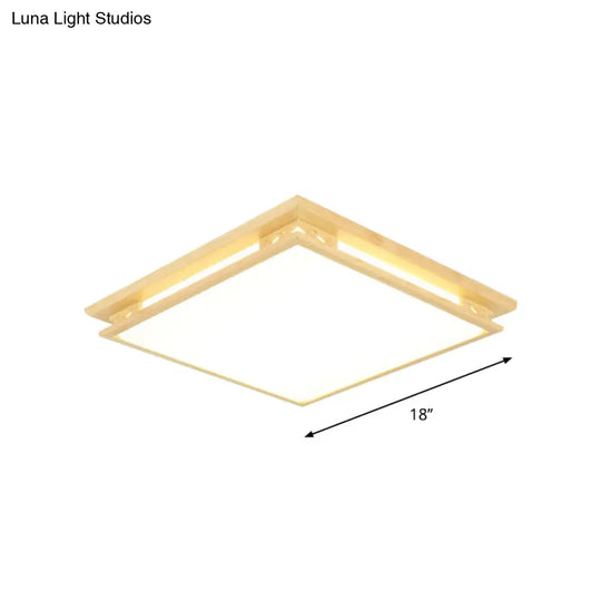 Led Ceiling Light Fixture: Modern Acrylic Shade With Wood Frame Warm/White 18’/21.5’ Wide