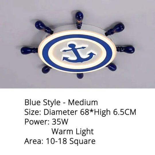 Led Ceiling Light For Study Room Bedroom Blue Color / M 68X65Cm 35W Brightness Dimmable Kids