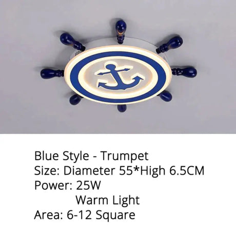 Led Ceiling Light For Study Room Bedroom Blue Color / S 55X65Cm 25W Brightness Dimmable Kids