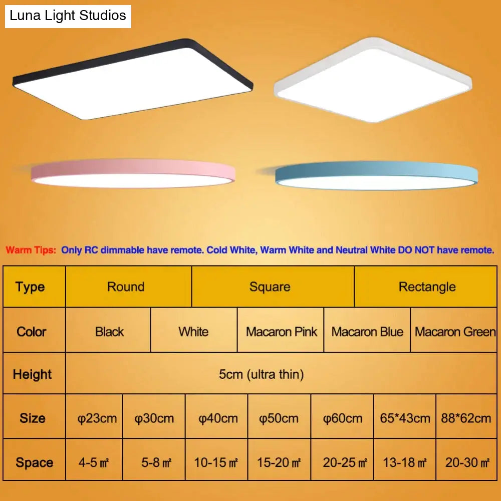 Led Ceiling Light Modern Panel Lamp Lighting Fixture Surface Mount Flush Remote Control