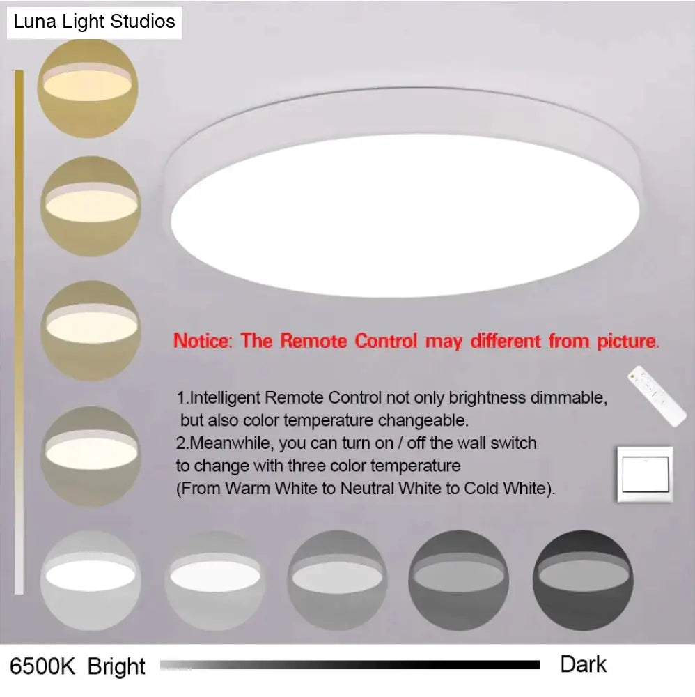 Led Ceiling Light Modern Panel Lamp Lighting Fixture Surface Mount Flush Remote Control