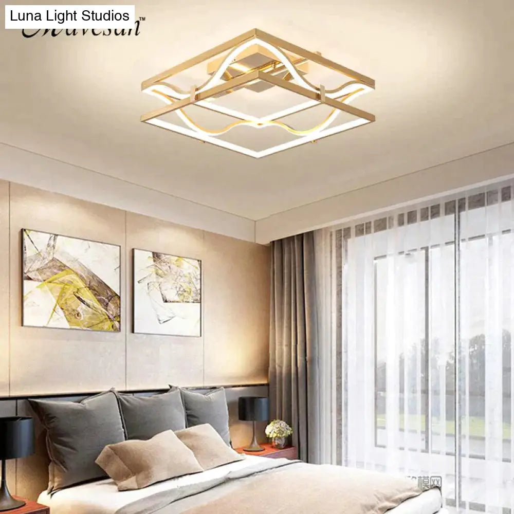 Led Ceiling Lights Gold Body Round/Square For Bedroom Support Remote Control Led Lamps