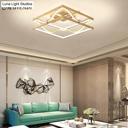 Led Ceiling Lights Gold Body Round/Square For Bedroom Support Remote Control Led Lamps