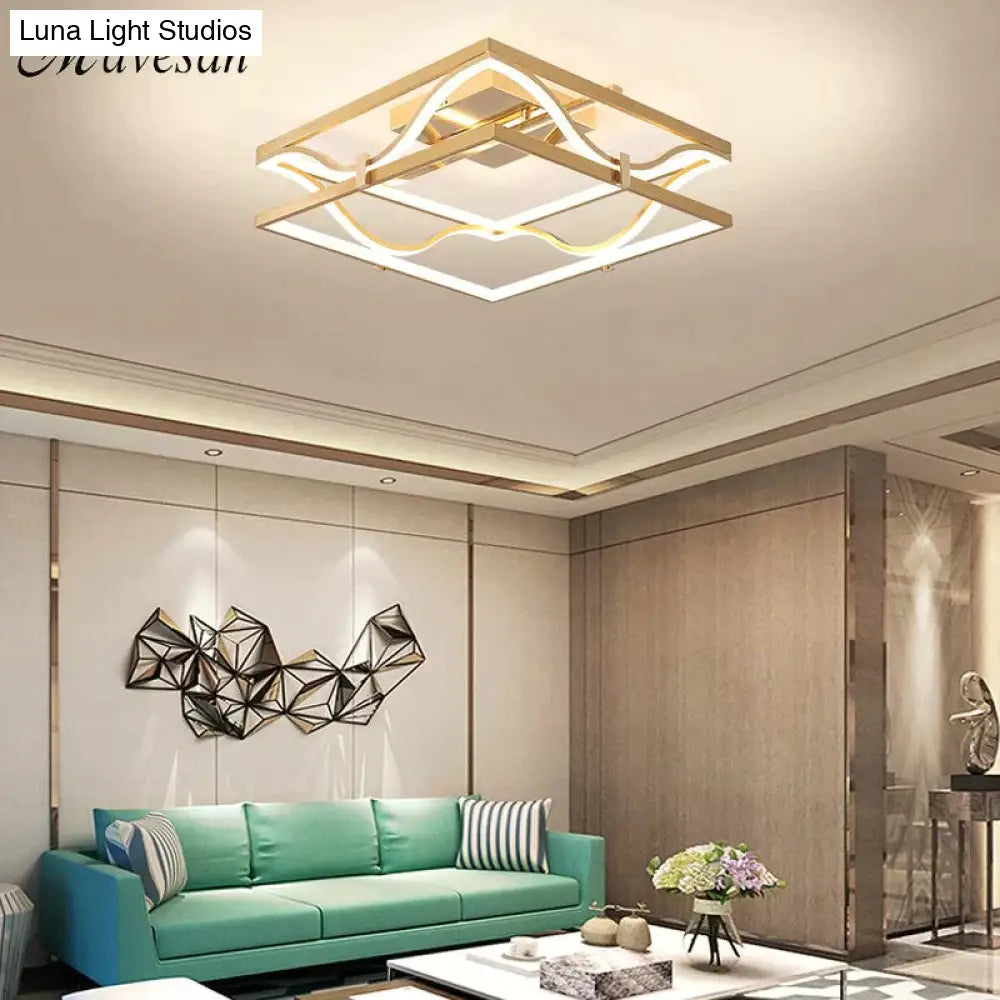 Led Ceiling Lights Gold Body Round/Square For Bedroom Support Remote Control Led Lamps