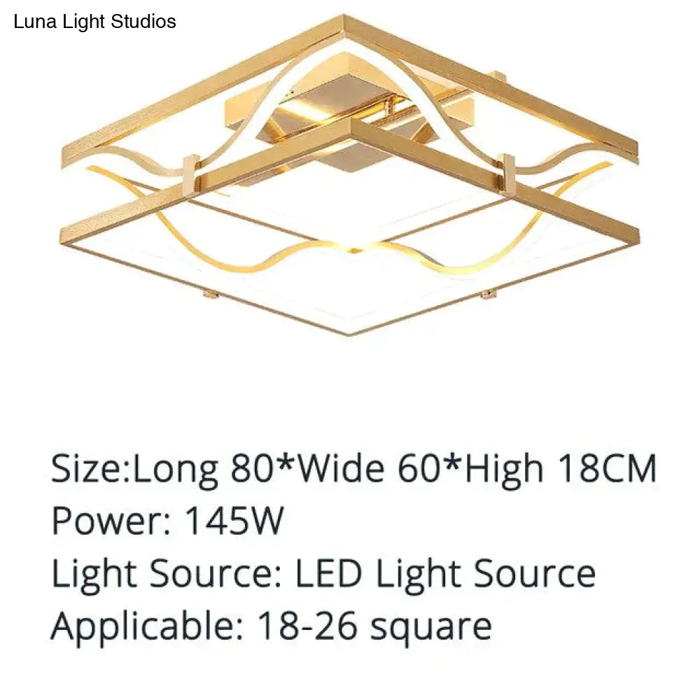 Led Ceiling Lights Gold Body Round/Square For Bedroom Support Remote Control Led Lamps / Square