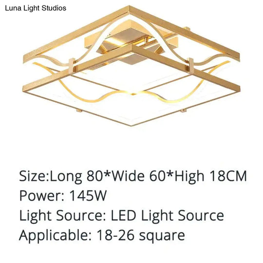 Led Ceiling Lights Gold Body Round/Square For Bedroom Support Remote Control Led Lamps / Square