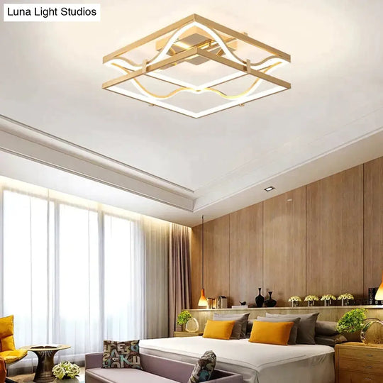 Led Ceiling Lights Gold Body Round/Square For Bedroom Support Remote Control Led Lamps