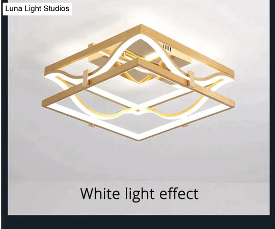 Led Ceiling Lights Gold Body Round/Square For Bedroom Support Remote Control Led Lamps